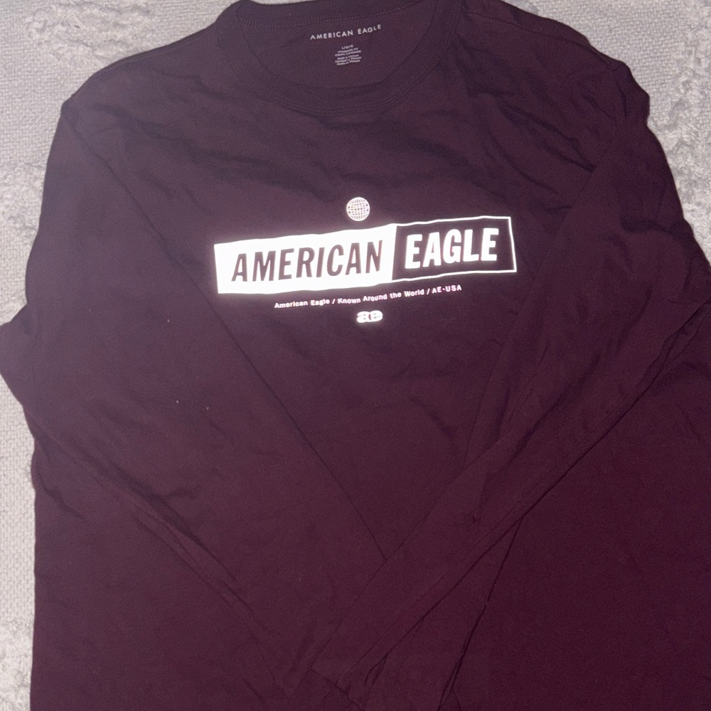 American Eagle Dark Maroon Long Sleeve Tee